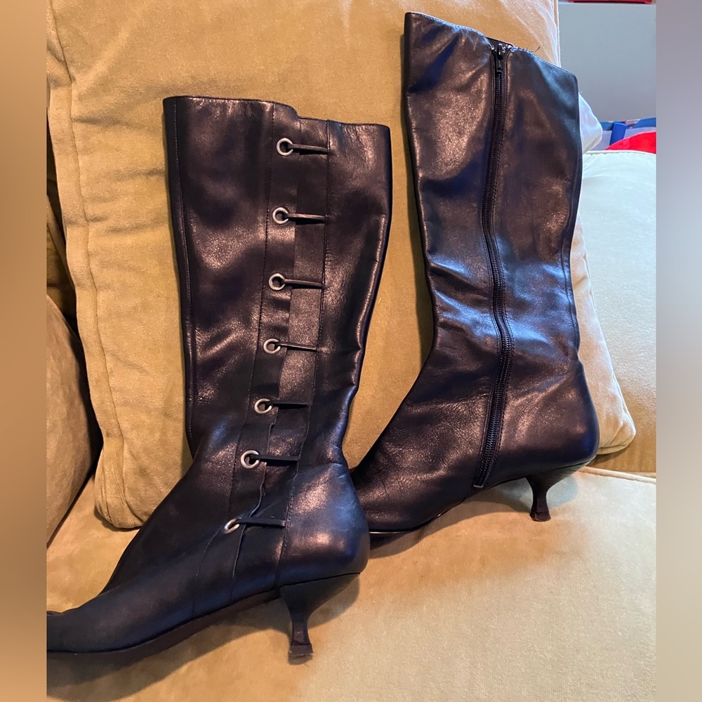 Bass Black Leather Knee-High Boots